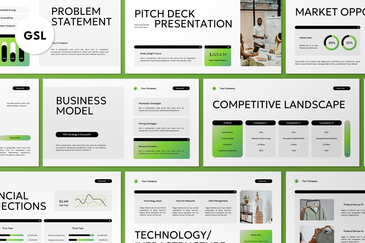 现代公司宣传演讲稿 Google 幻灯片模板 White Black Modern Company Pitch Deck Google Slide