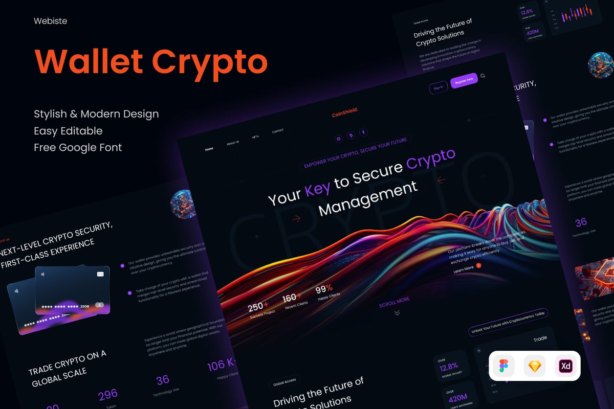 钱包加密货币网站UI设计 CoinShield - Wallet Cryptocurrency Website