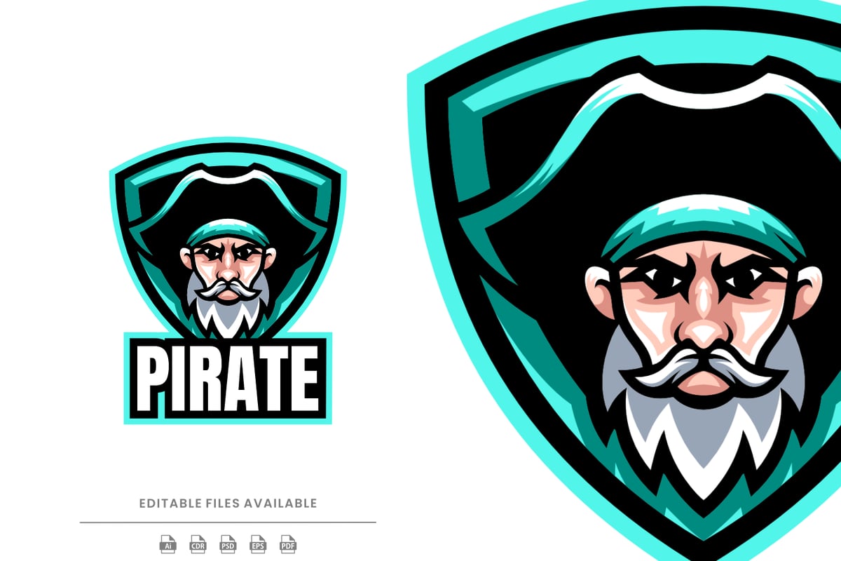 海盗电子竞技和运动标志Logo设计模板 Pirate E- Sport and Sport Logo