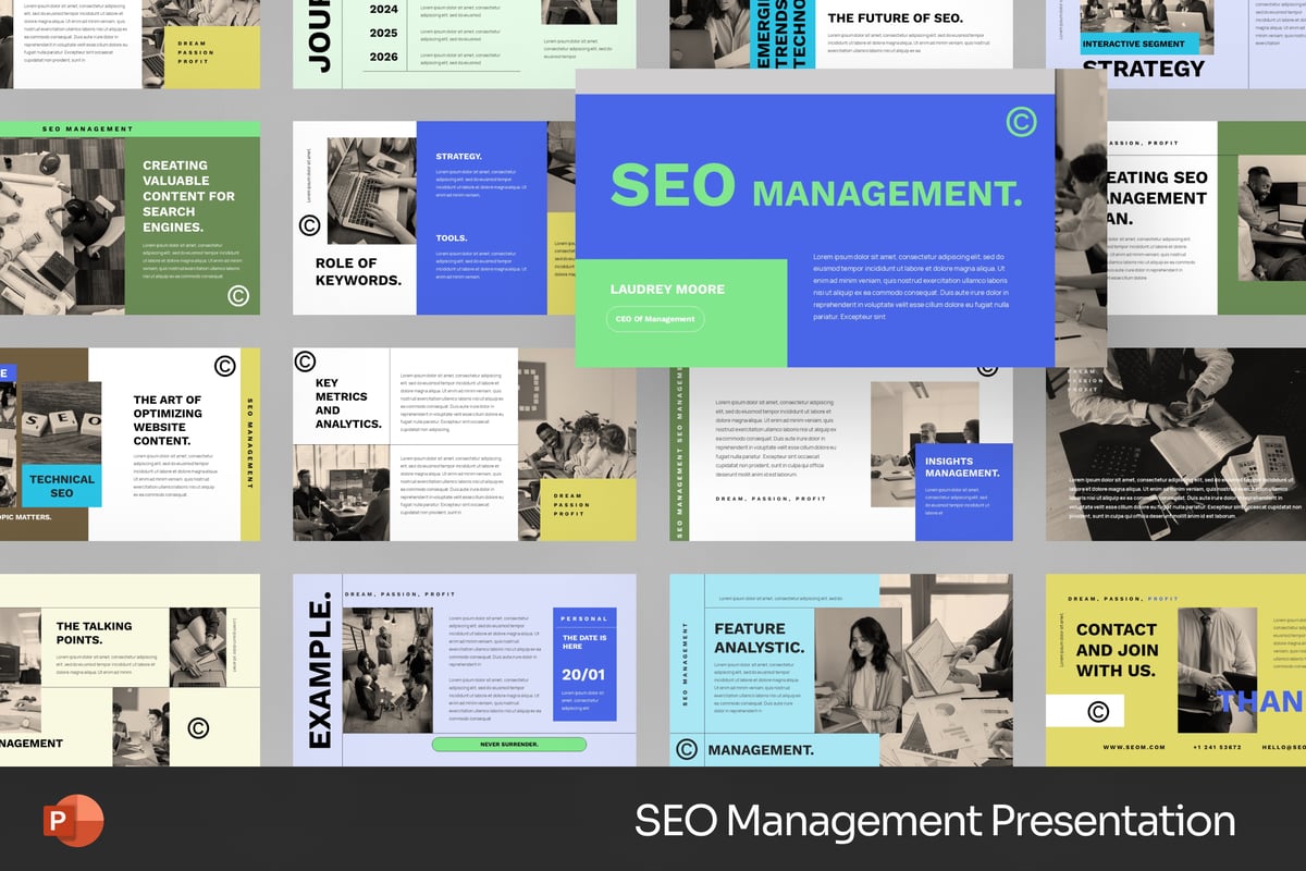 SEO 搜索引擎优化管理PPT模版 (PPTX)