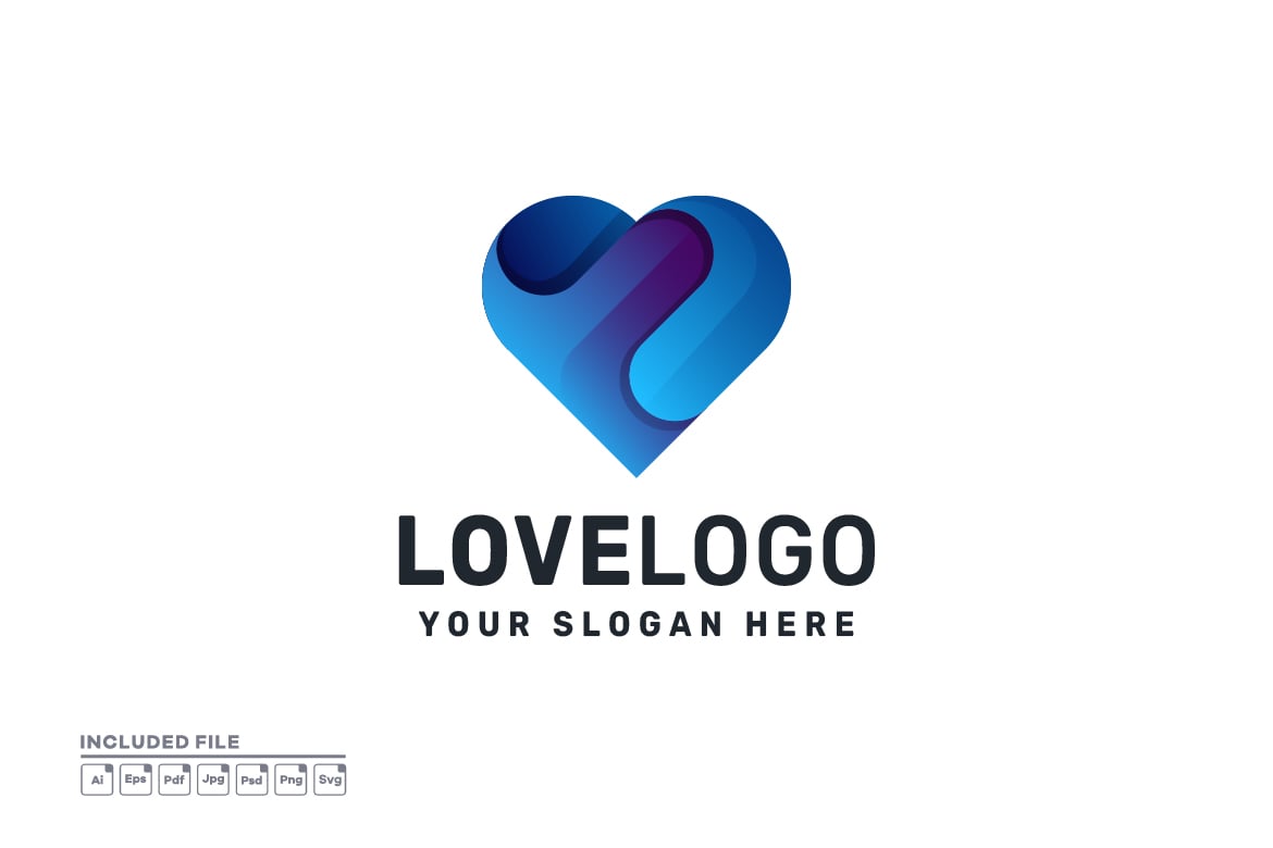 心形渐变标志Logo设计模板 Heart Gradient Logo