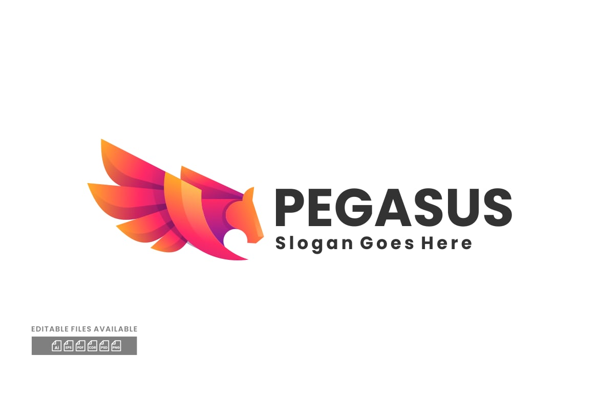 飞马座渐变彩色徽标Logo设计模板 Pegasus Gradient Colorful Logo