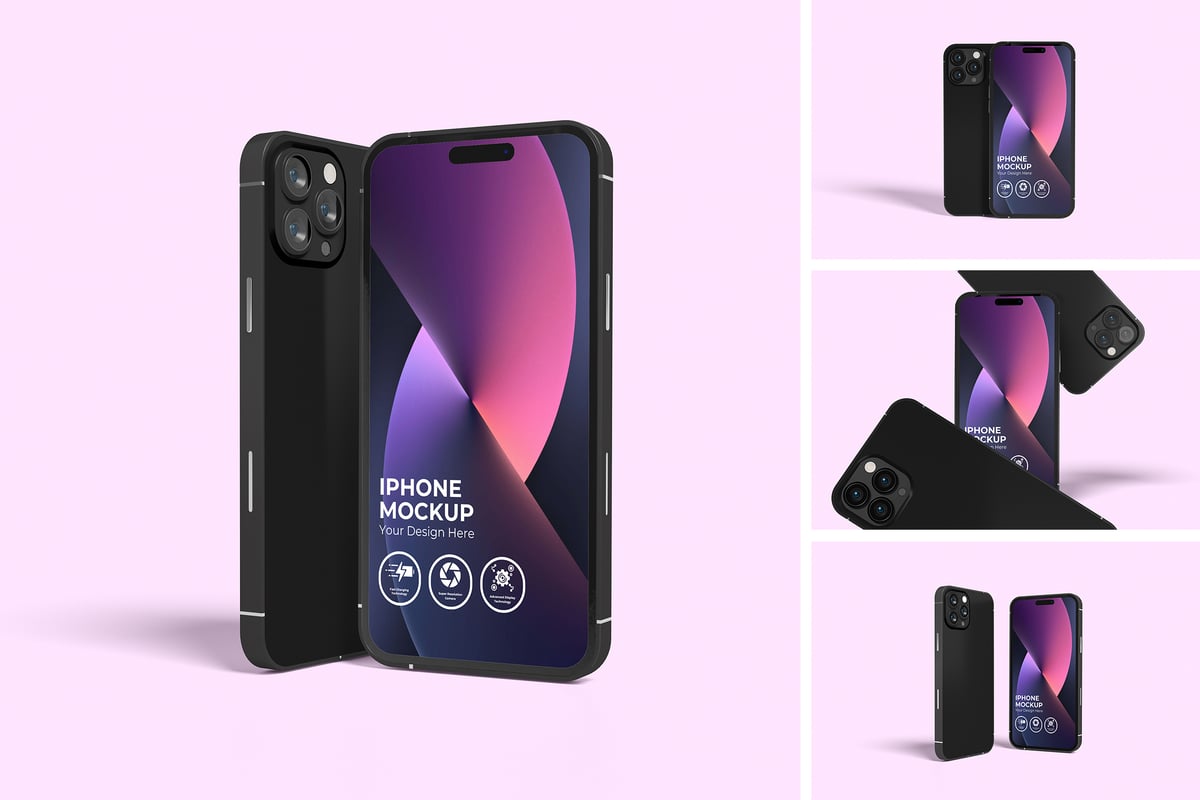 iPhone 16 手机样机 (PSD,PDF)