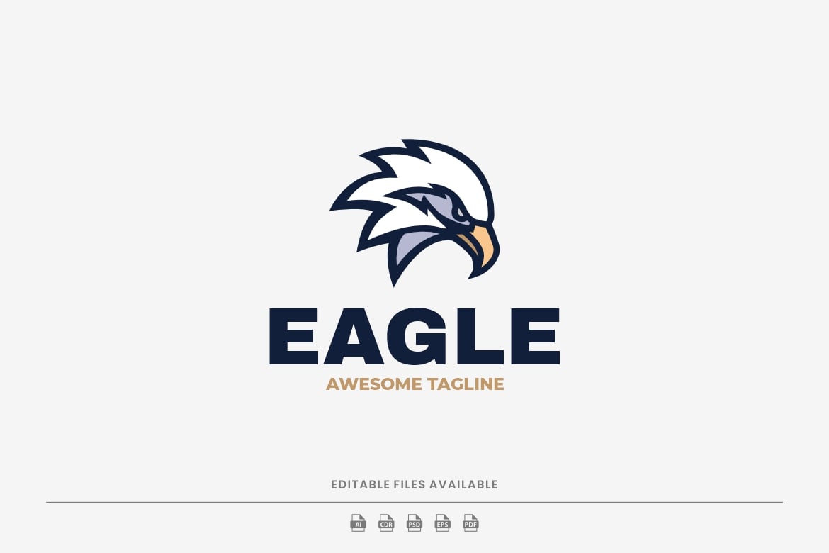 鹰简单吉祥物标志Logo设计模板 Eagle Simple Mascot Logo
