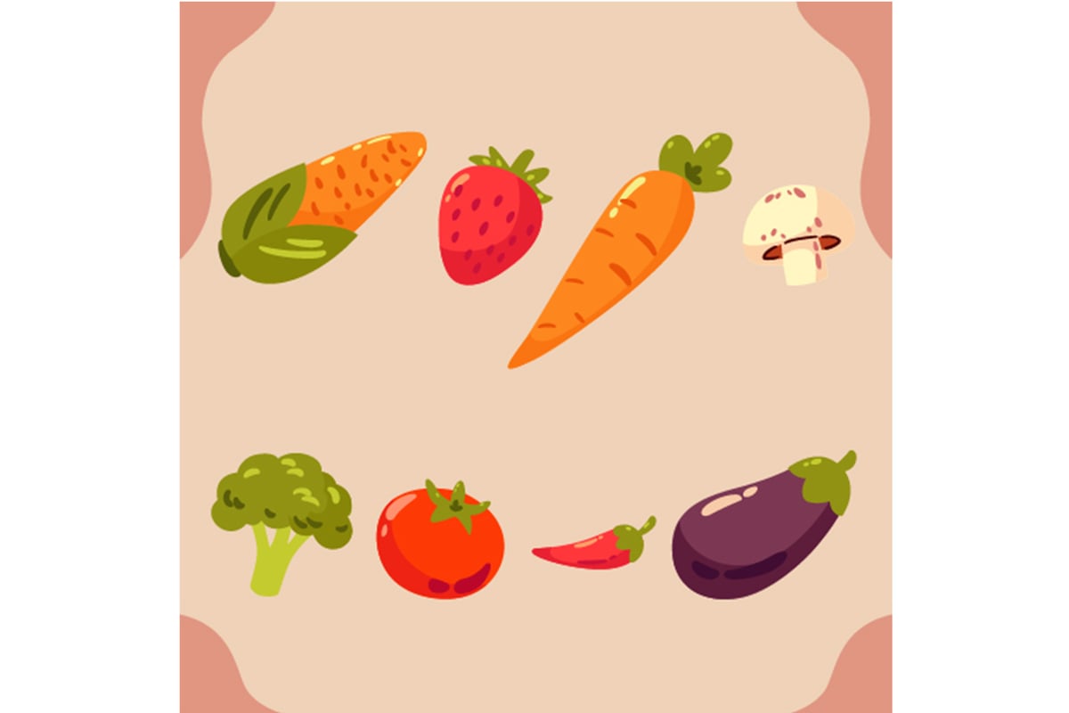 健康食品元素手绘插画 Hand Drawn Healthy Food Elements Background