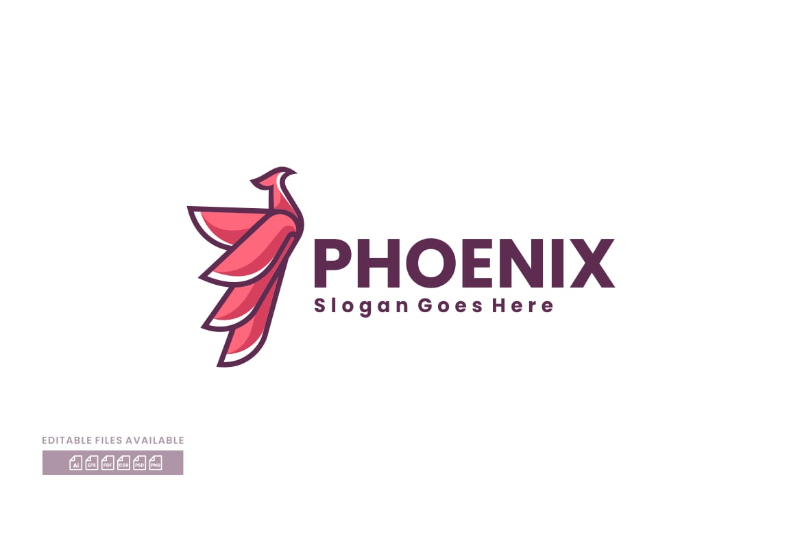 凤凰简单吉祥物标志Logo设计模板 Phoenix Simple Mascot Logo