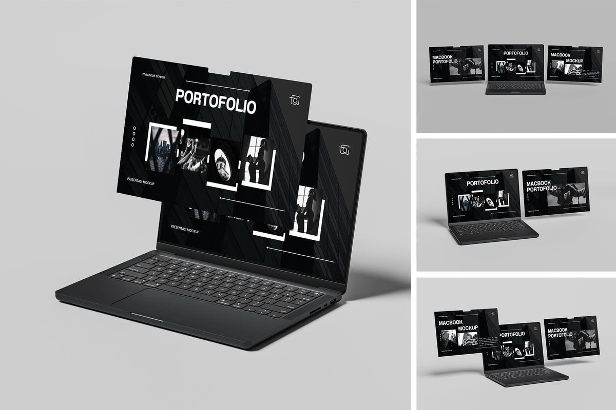 Macbook 电脑屏幕样机 (PSD,PDF)