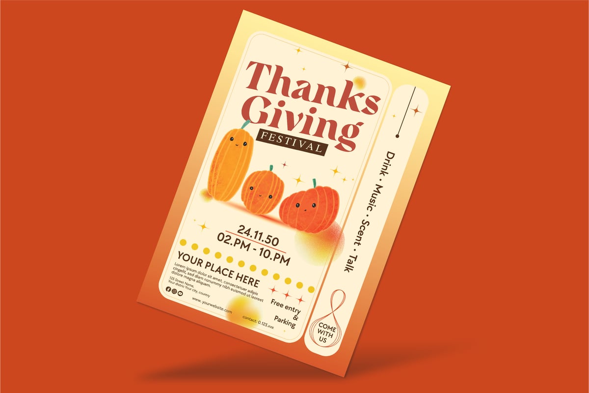 感恩节派对海报传单 Thanksgiving Festival Flyer