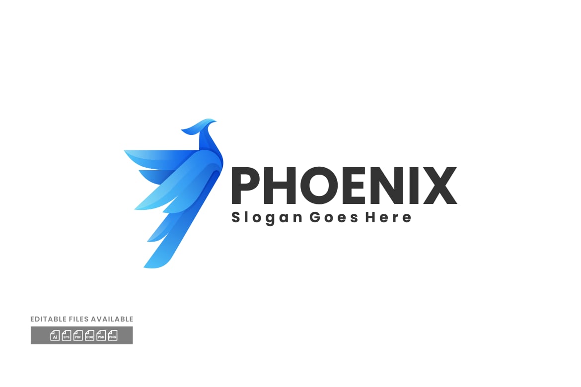 凤凰渐变彩色标志Logo设计模板 Phoenix Gradient Colorful Logo