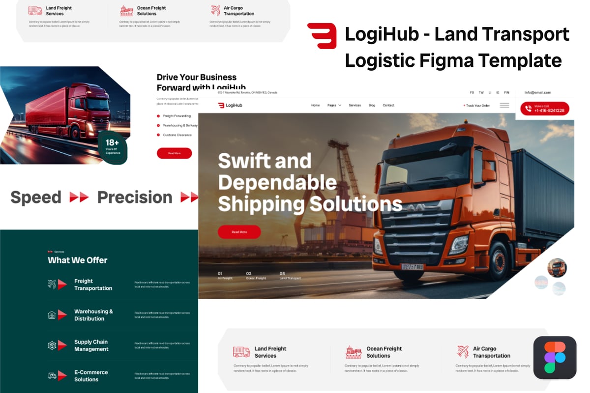 LogiHub – 陆路运输物流 Figma 模板
