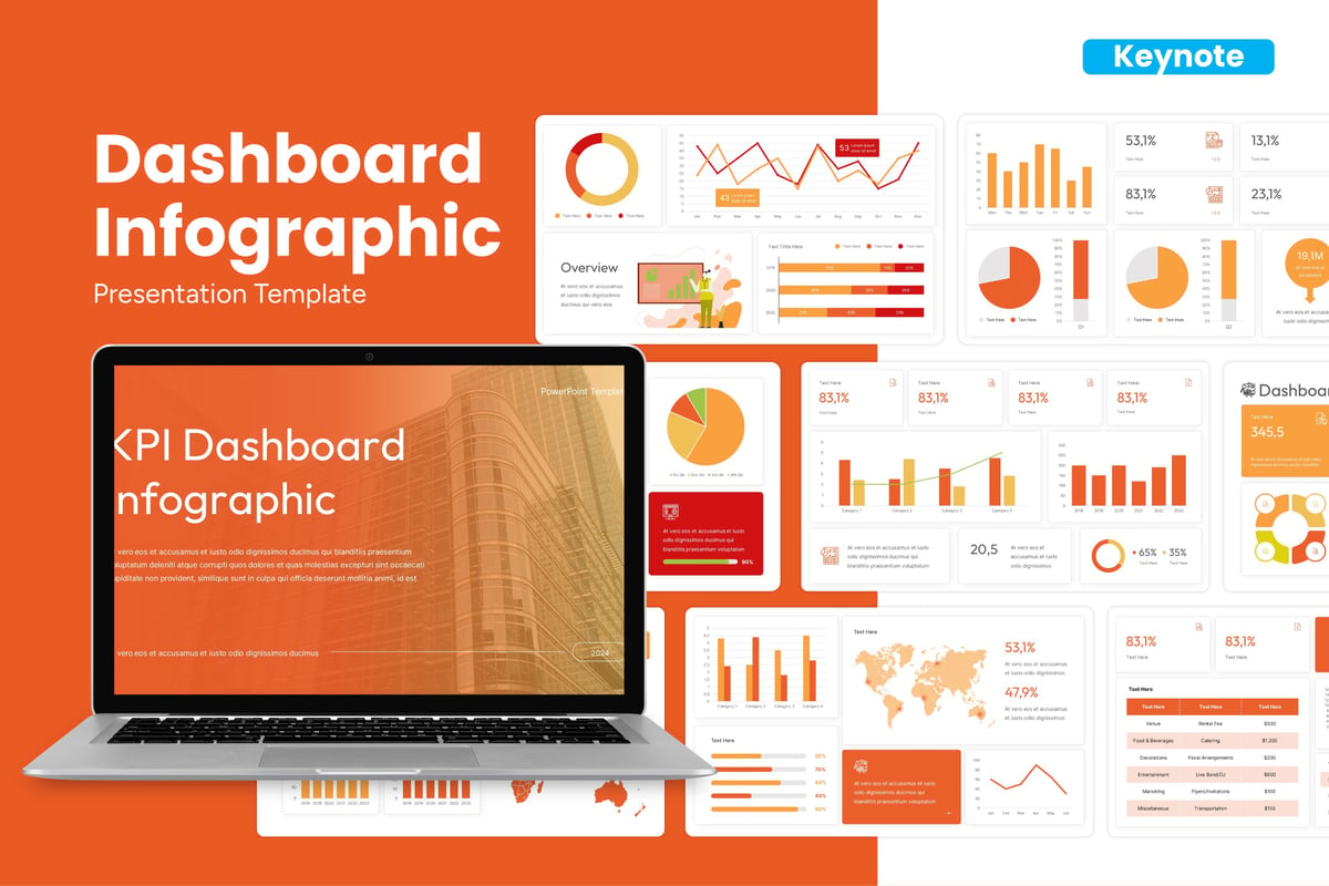 仪表板信息图表演示文稿Keynote模板 Dashboard Infographic - Keynote Template