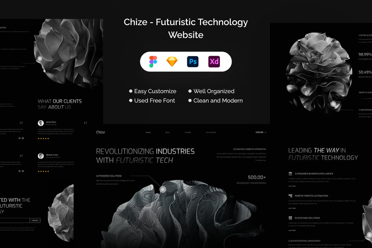 未来科技网站UI设计模板 Chize - Futuristic Technology Website