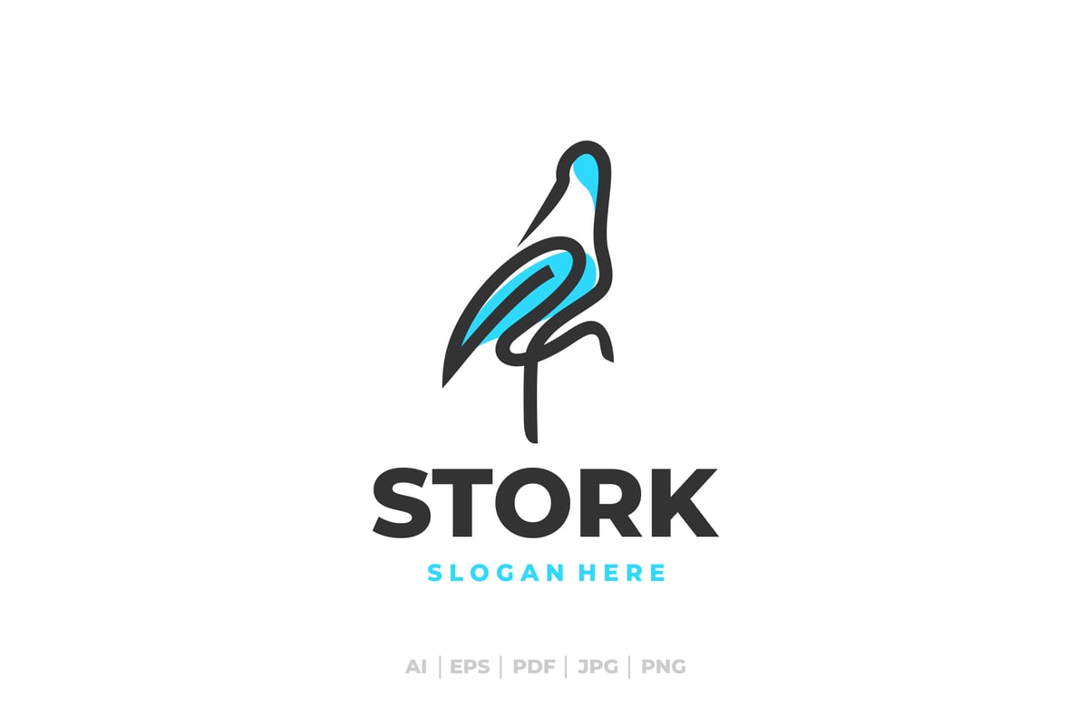 鹳动物标志Logo设计模板 Stork Logo