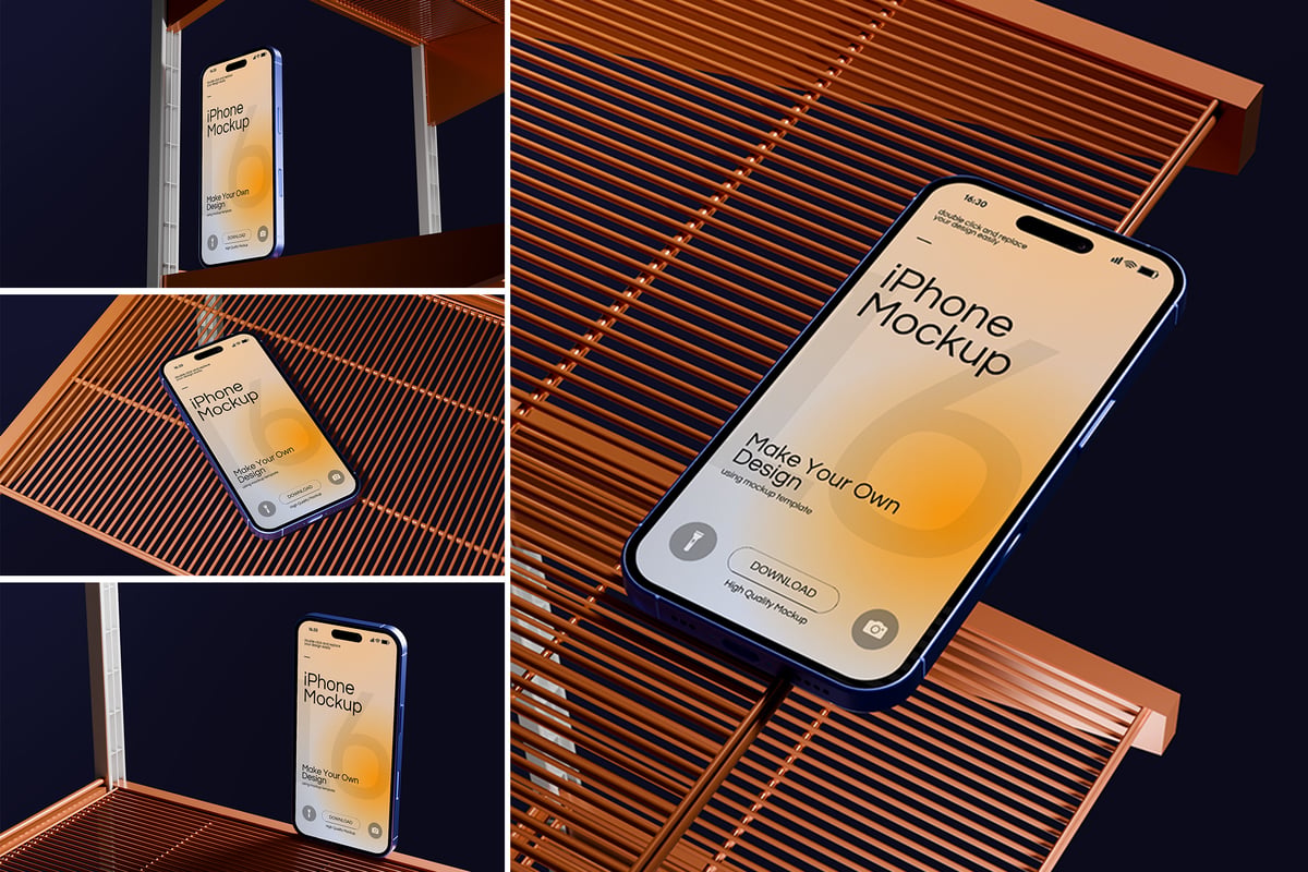 iPhone 16 手机样机 (PSD)