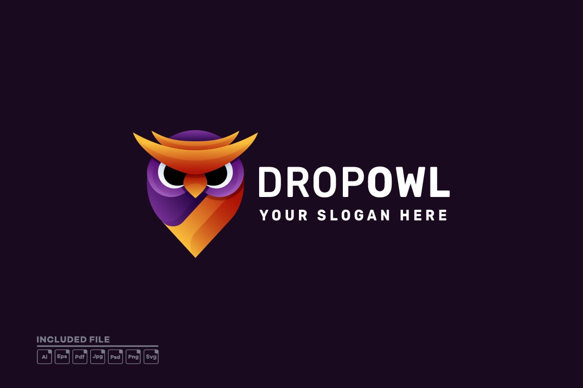 猫头鹰渐变彩色徽标Logo设计模板 Owl Gradient Colorful Logo