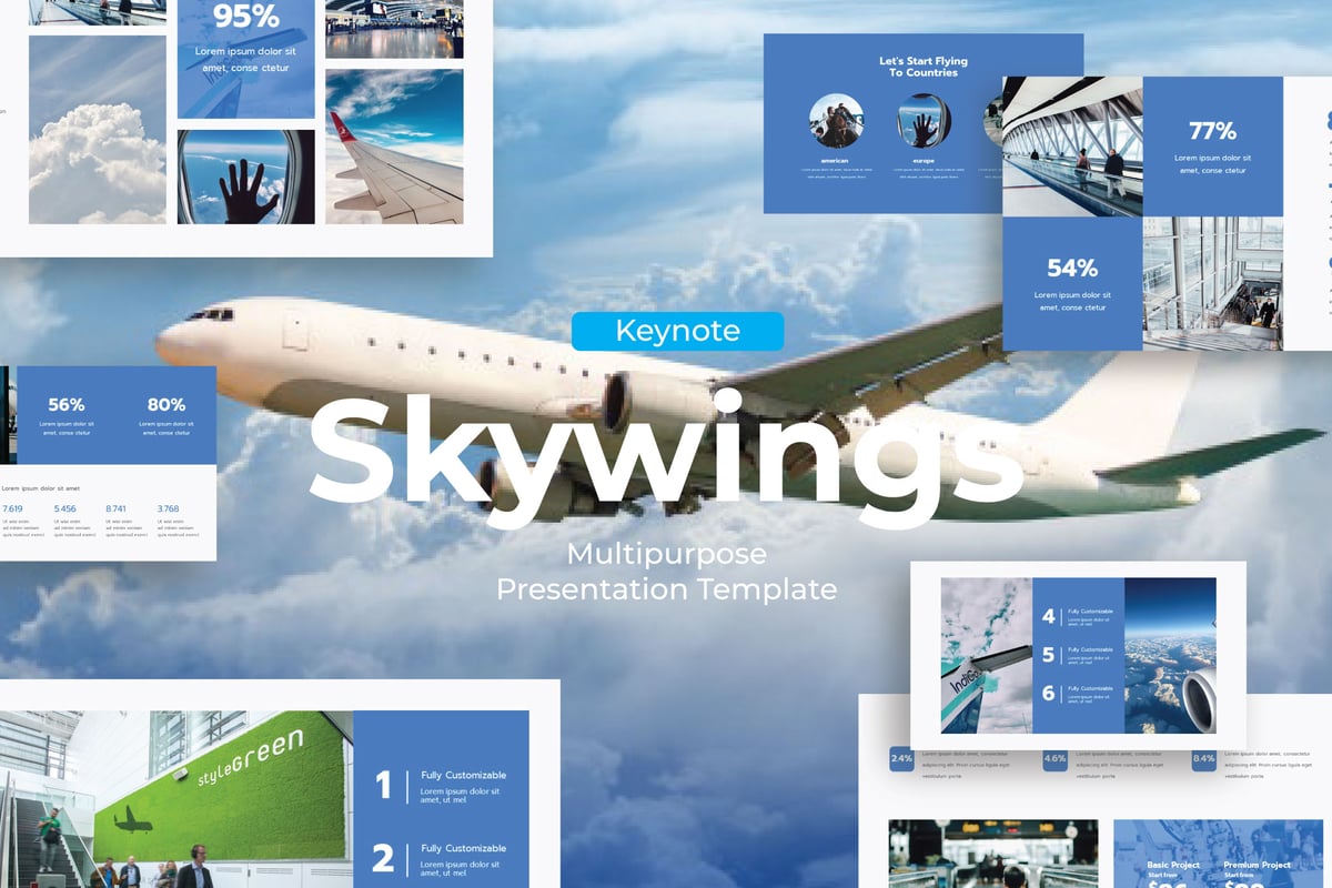 航空业趋势Keynote模板下载 Skywings - Keynote Template