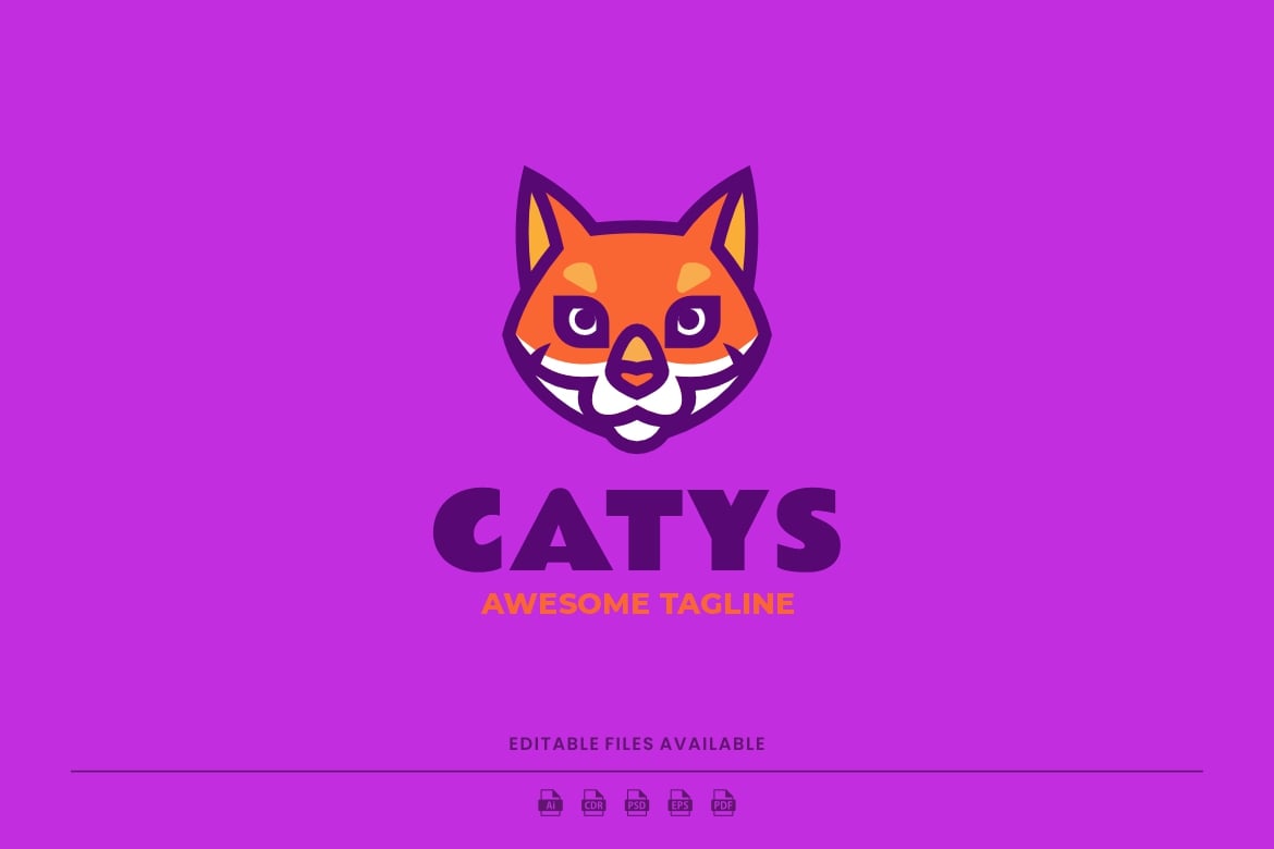 猫头简单吉祥物标志Logo设计模板 Catys Simple Mascot Logo
