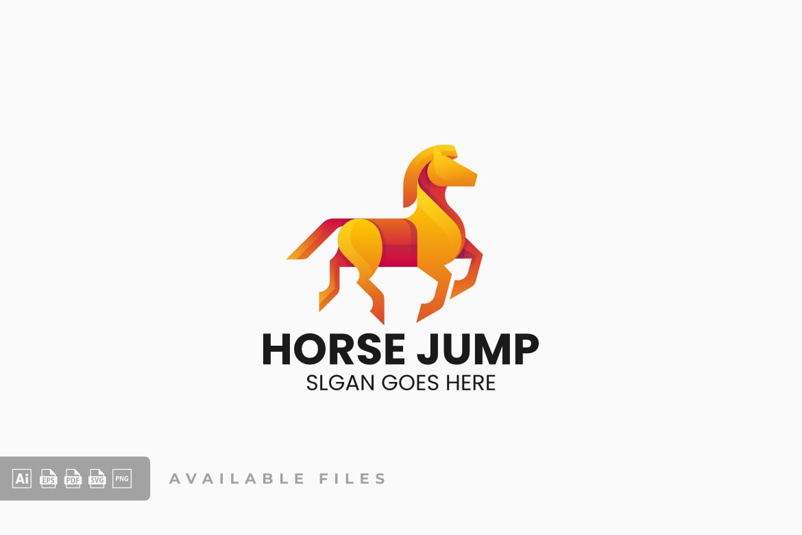 马渐变彩色标志Logo设计模板 Horse Gradient Colorful Logo