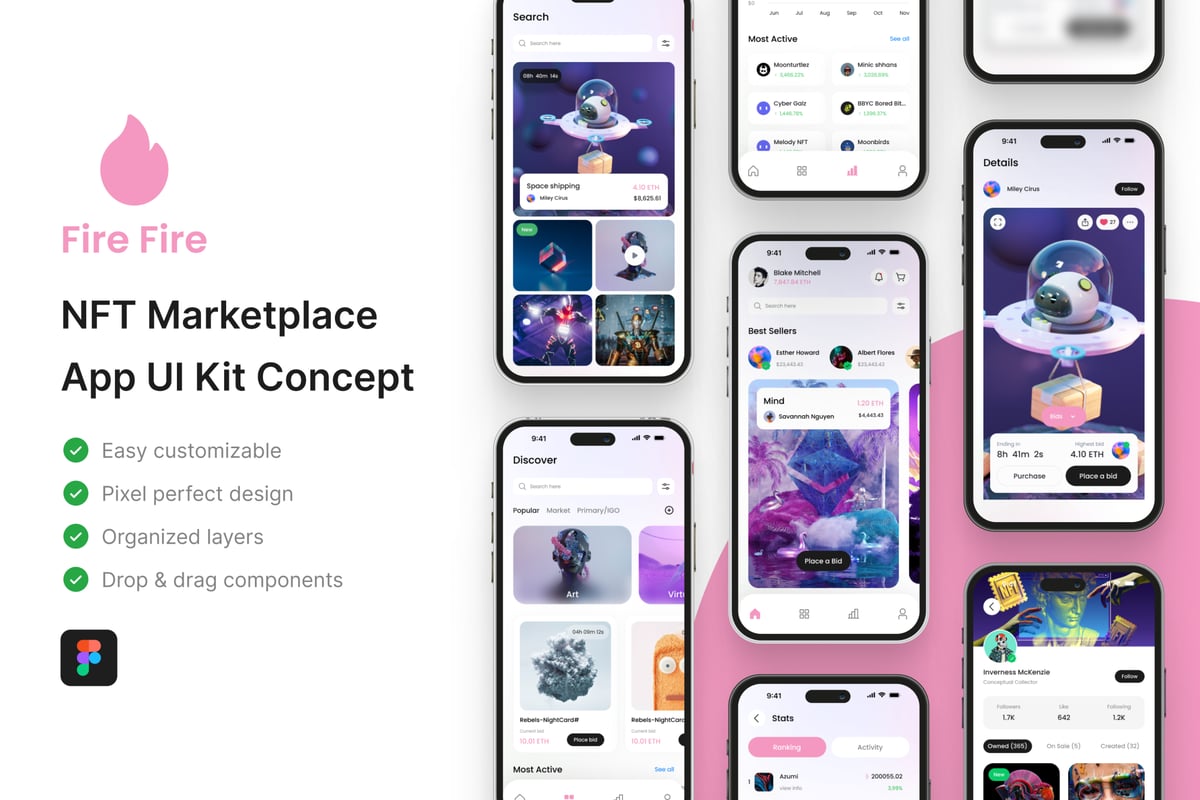 - NFT 市场应用 APP UI KIT (FIG)