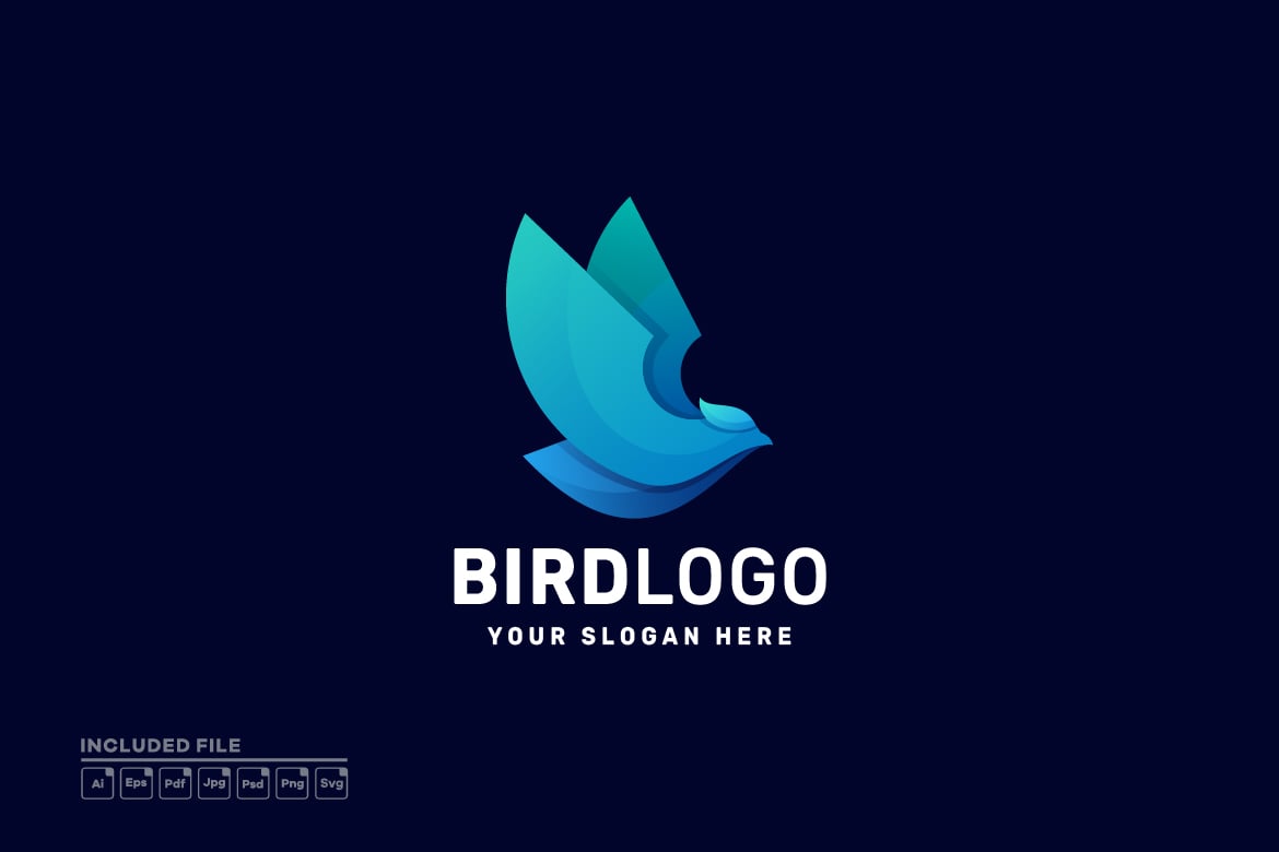 鸟渐变标志Logo设计模板 Bird Gradient Logo