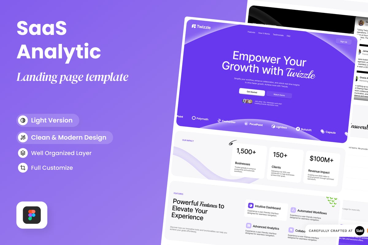 SaaS 初创企业着陆页网页UI模板 (FIG)