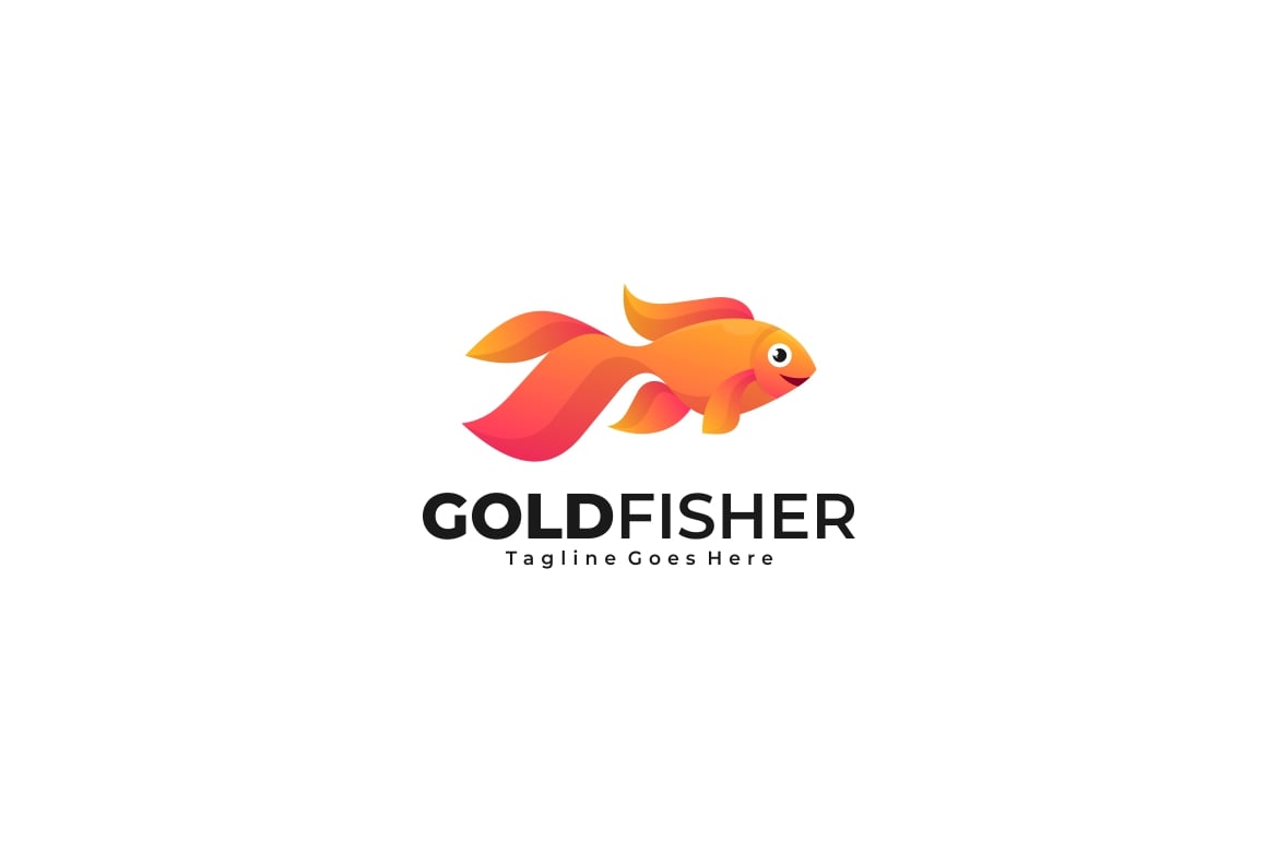 金鱼渐变彩色徽标Logo设计模板 Fish Gold Gradient Colorful Logo