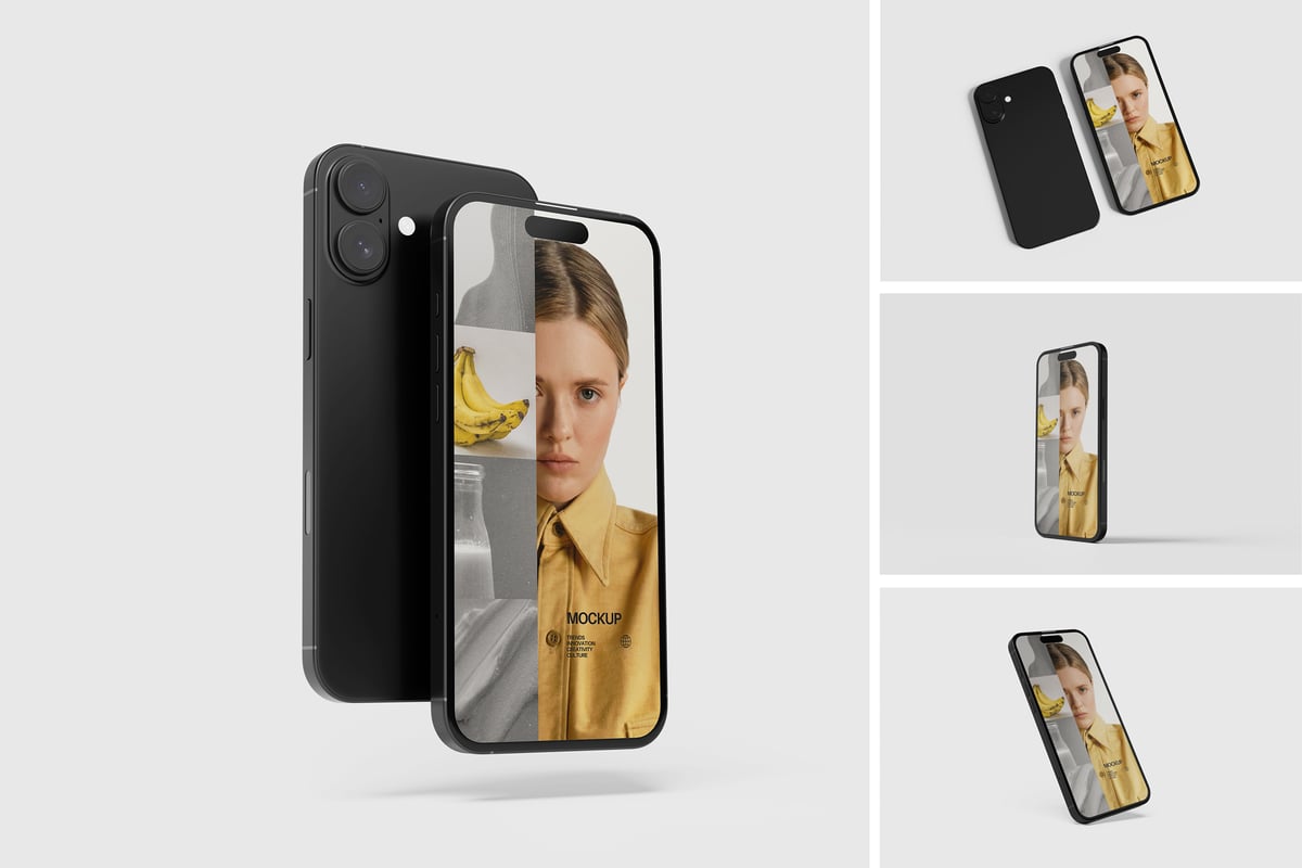 iPhone 16 手机样机 (PSD,PDF)