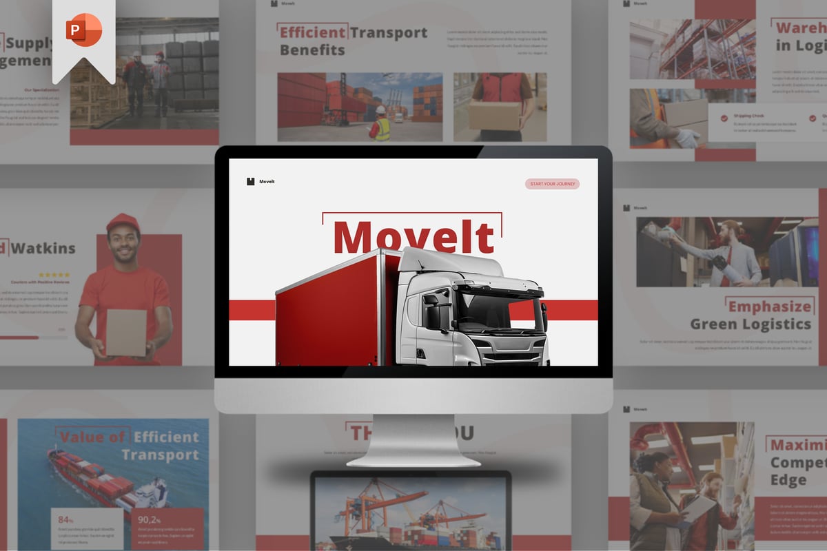 物流优化高效供应链Powerpoint模板下载 Logistic Presentation Template - Movelt