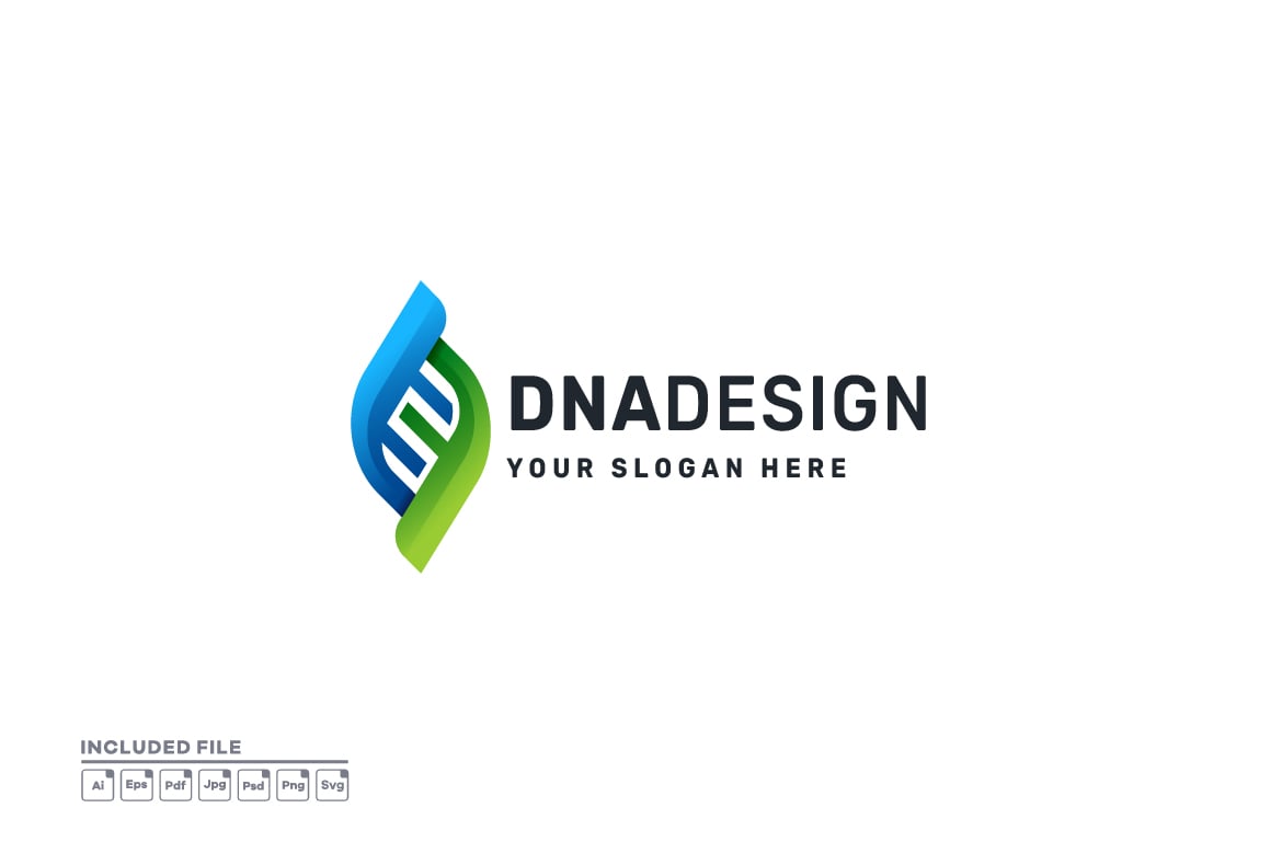 DNA 渐变彩色徽标Logo设计模板 DNA Gradient Colorful Logo