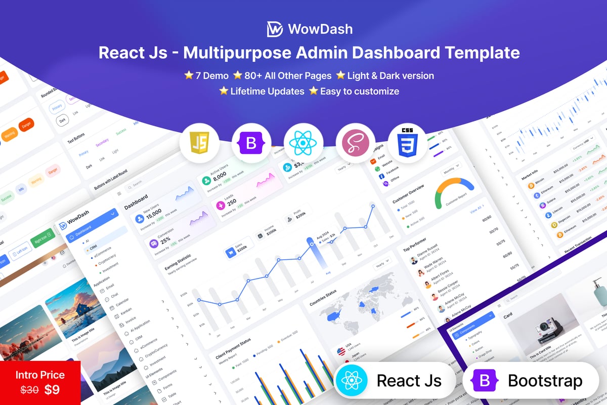 WowDash – React JS – 管理仪表板模板