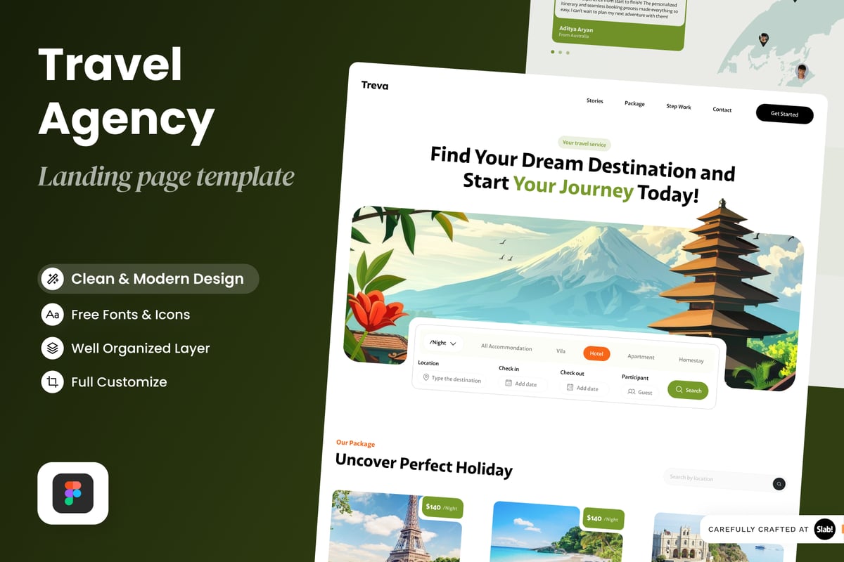 旅游网站页面UI设计模板 Treva - Traveling Website