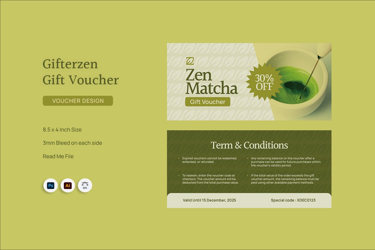 礼品卡活动礼券设计模板 Gifterzen - Gift Voucher