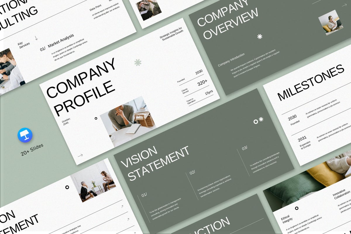 管理咨询公司简介Keynote幻灯片素材 Green Management Consulting Company Profile | 002