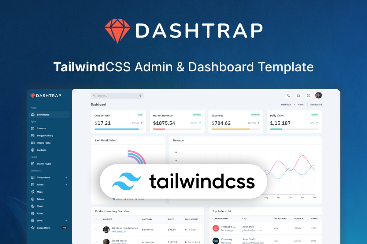 Dashtrap – Tailwind 管理布局 UI 套件模板