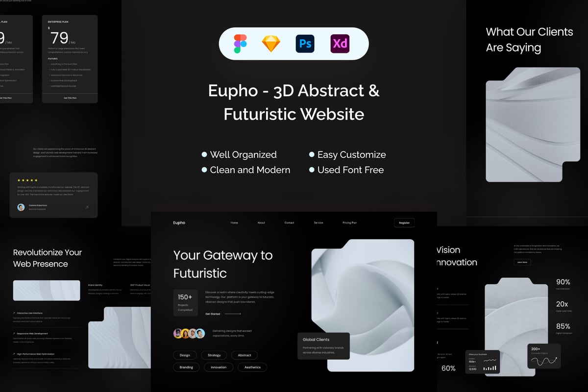 Eupho – 3D 抽象与未来主义网站