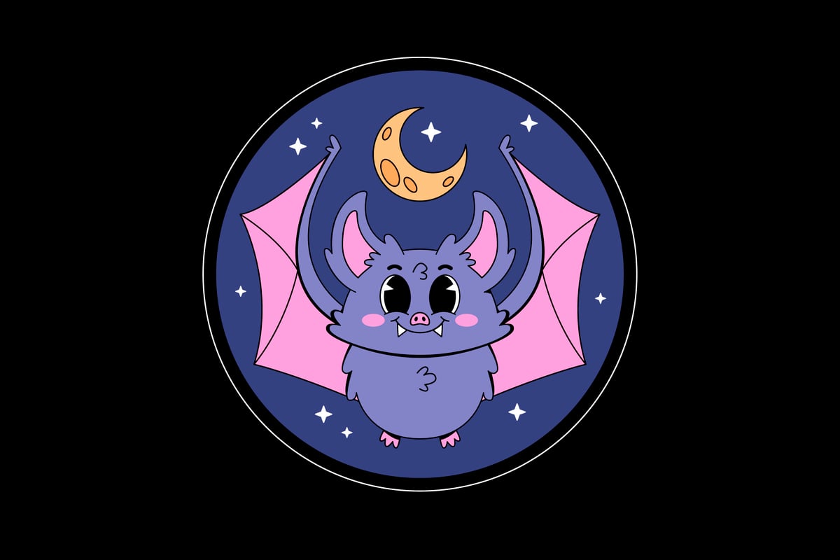 卡通蝙蝠矢量插画 Cartoon bat in the night vector