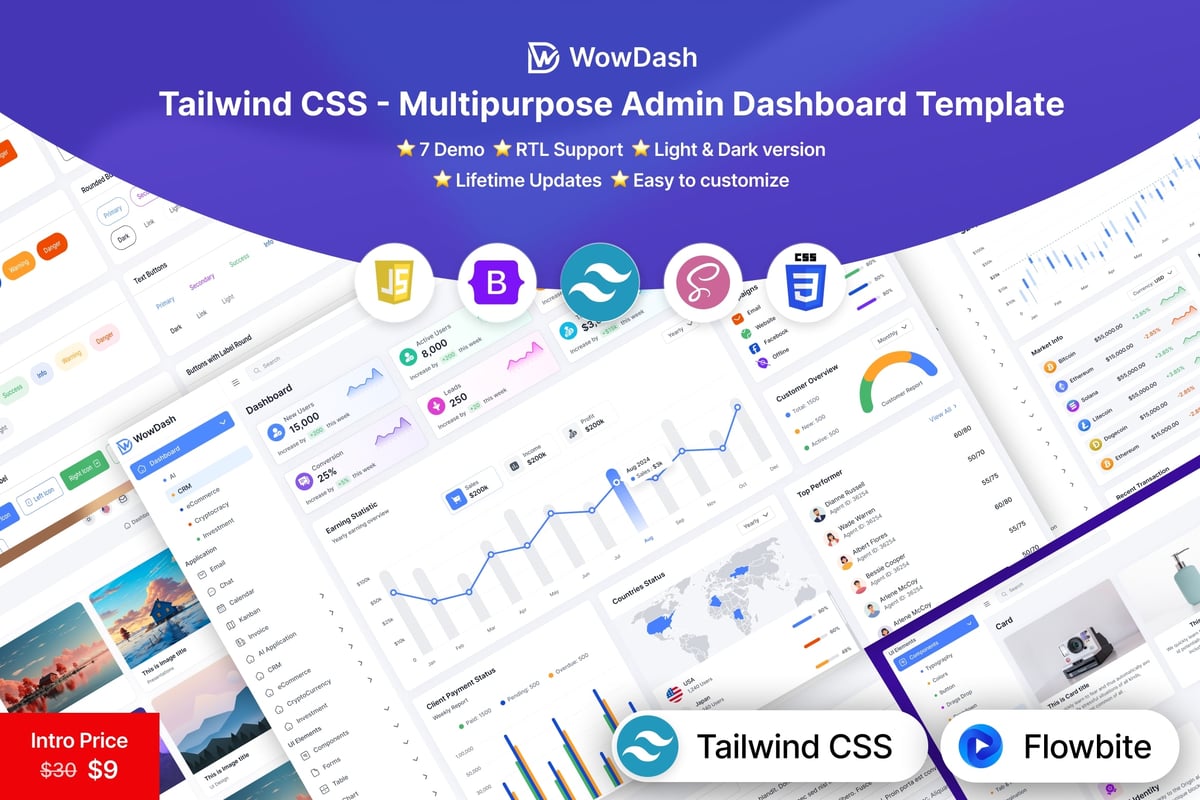WowDash – Tailwind CSS – 管理仪表板模板