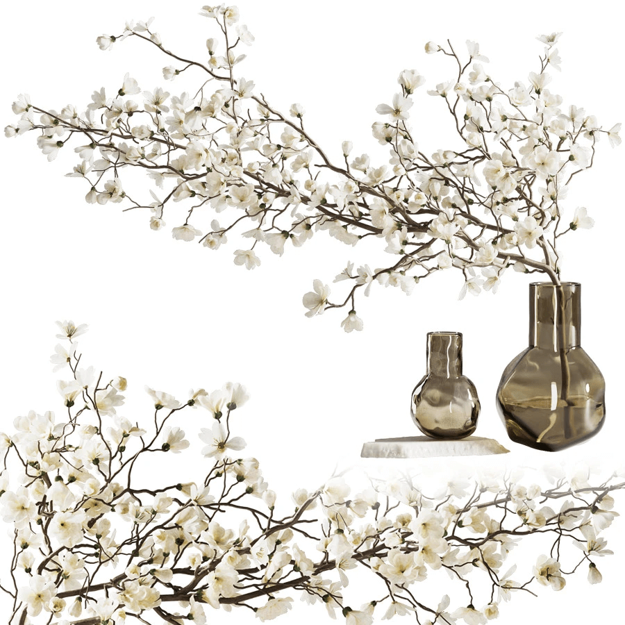 玻璃瓶中的花枝3D模型（OBJ,MAX）