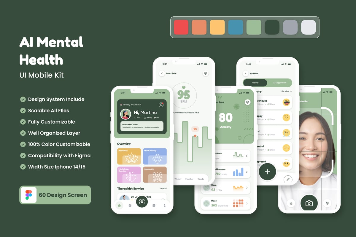 AI心理健康UI套件App UI Kit (FIG)