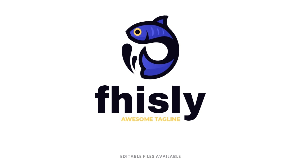 Fishly 简单的吉祥物标志