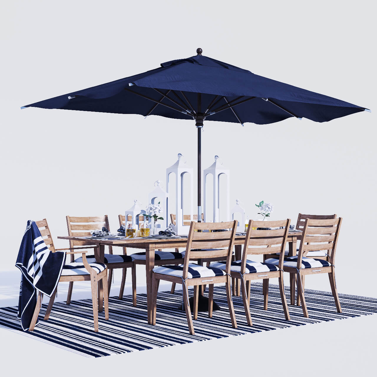 Belmont餐桌椅 遮阳伞等户外家具3D模型（OBJ,MAX）