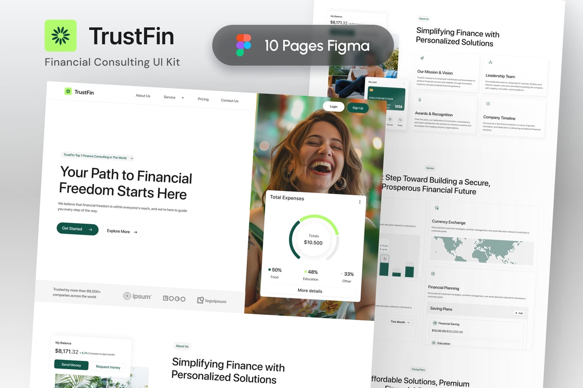TrustFin – 财务咨询 Figma UI 套件