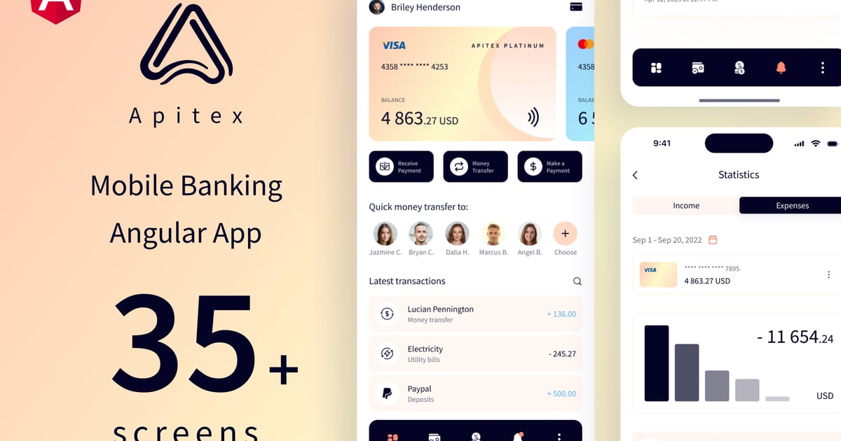 Apitex – 移动银行 Angular 应用程序 | PWA