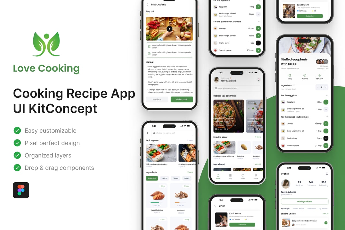 爱烹饪 - 烹饪食谱应用程序 UI 套件