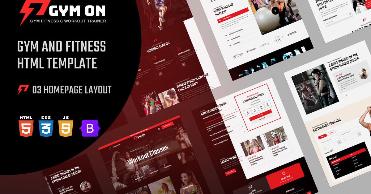 GymOn – 健身房和健身俱乐部 HTML 模板
