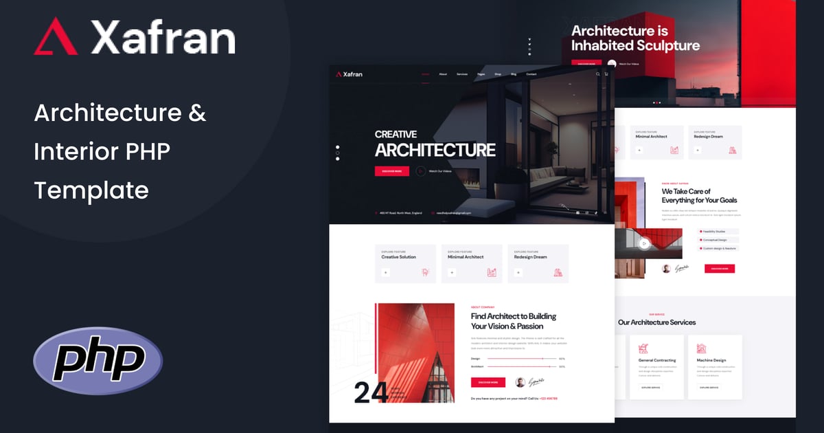 Xafran – 建筑和室内 PHP 模板