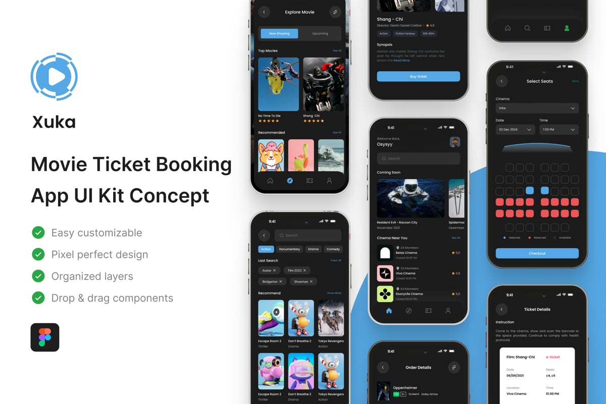 电影票预订应用App UI Kit (FIG)