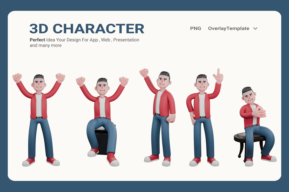 歌手欢呼庆祝掌声3D插画 3D Singer Cheering and Celebrating with Applause
