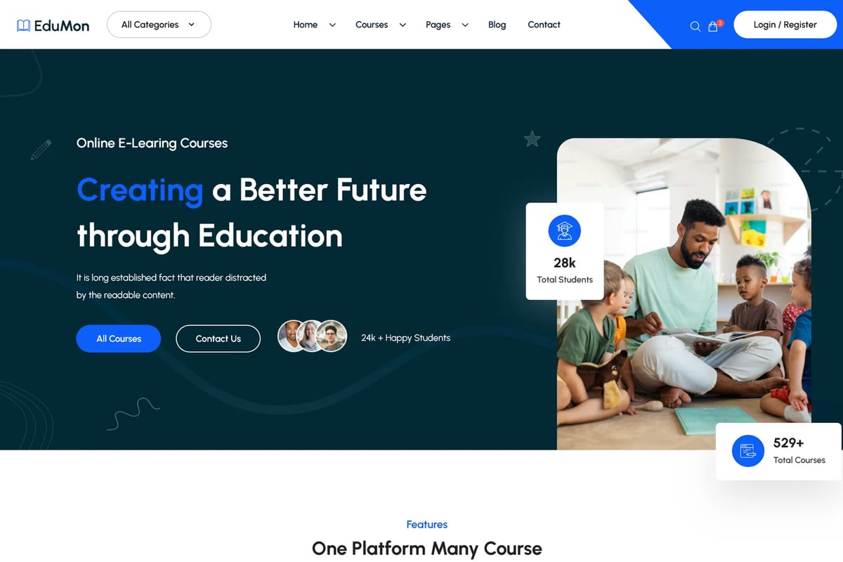 Edumon – 教育和在线课程 React 模板