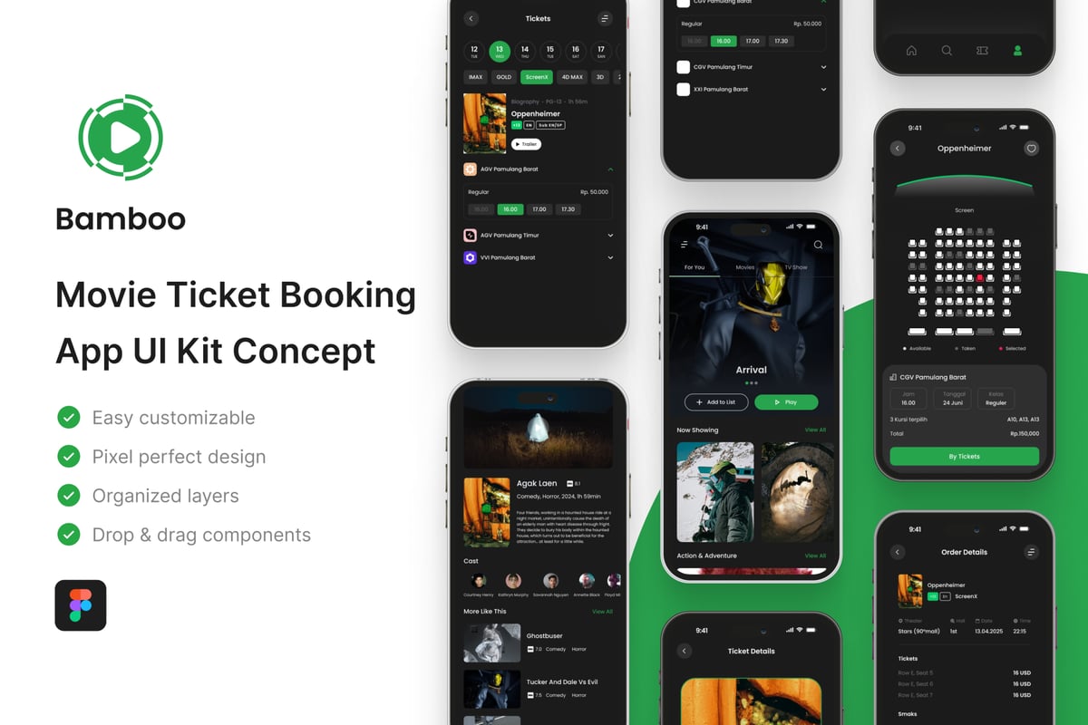 Bamboo – 电影票预订应用程序 UI 套件